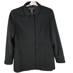 Vintage Banana Republic Womens XL Black Wool Cashmere Blend Classic Preppy Coat
